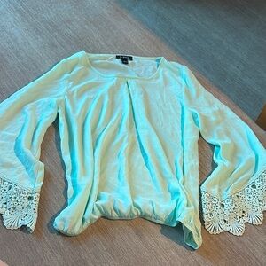 A. Byer Light Blue Lace Cuff Blouse